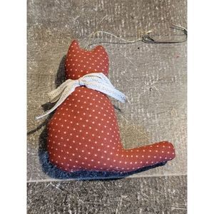 Plush red polka dot bow cat kitten ornament Xmas decor